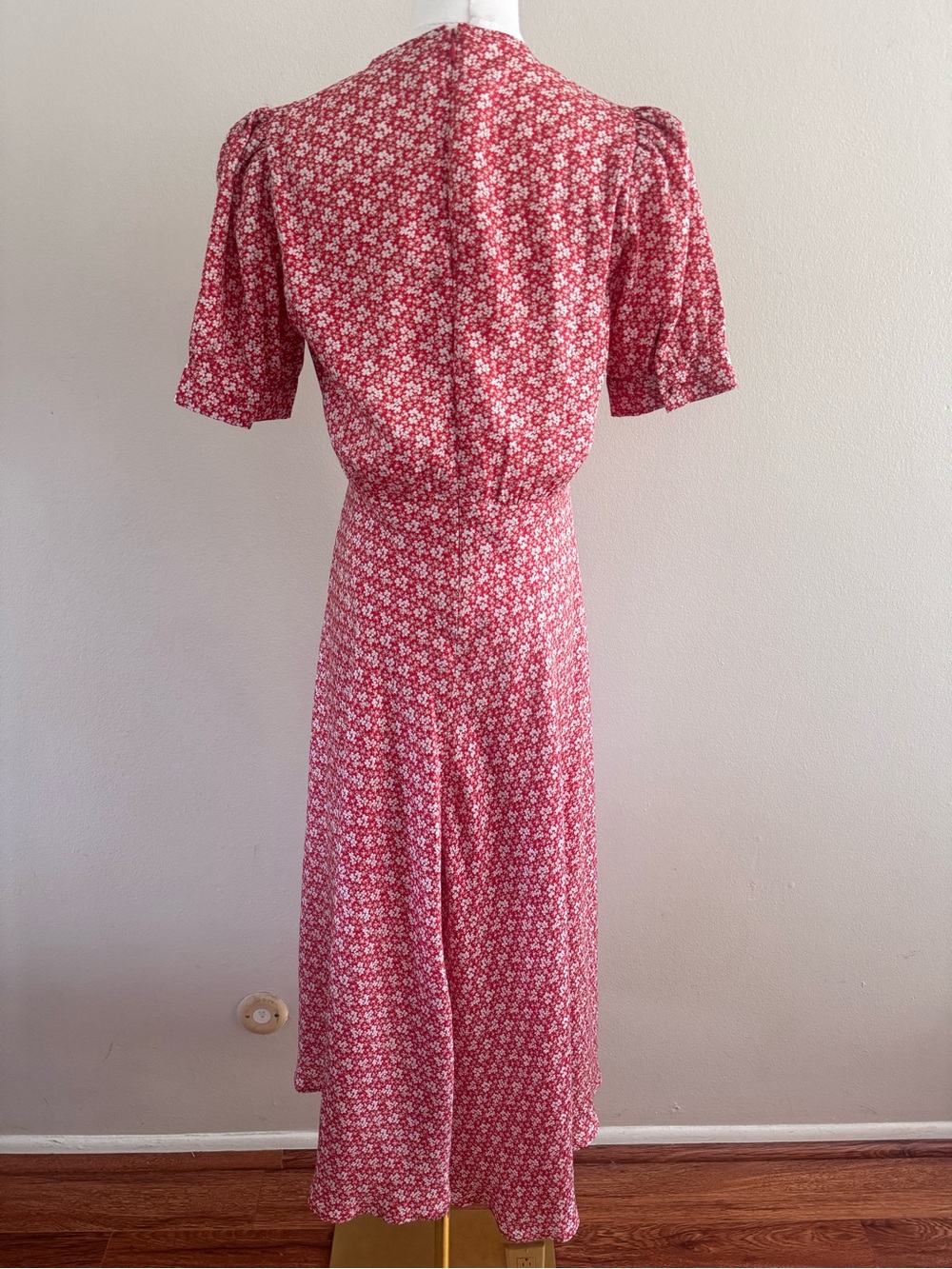 The Kooples Red Floral Button-Front Midi Dress - Picture 3 of 9